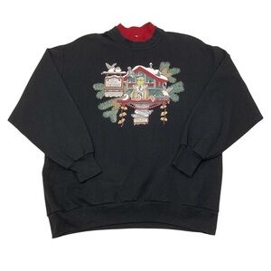 Vintage 90’s Graphic Pullover Sweatshirt Woodland Animals Cabincore Women’s XL